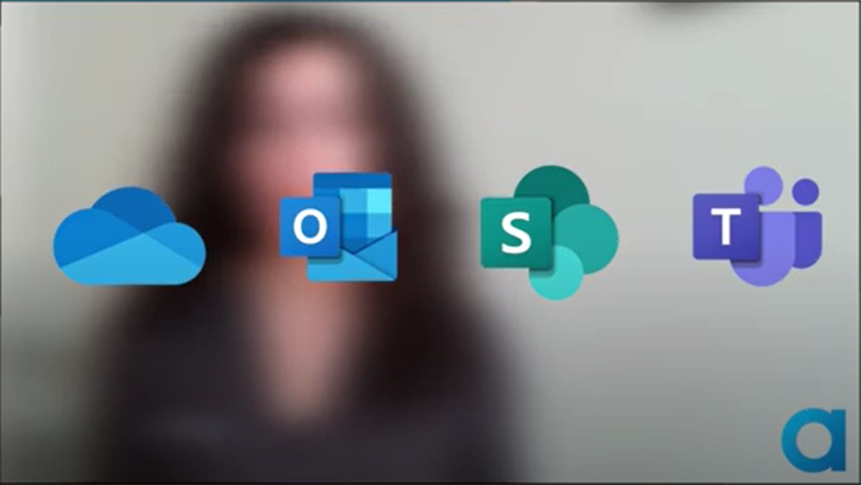 Microsoft 365 banner image with logos for outlook one drive sharepoint and teams
